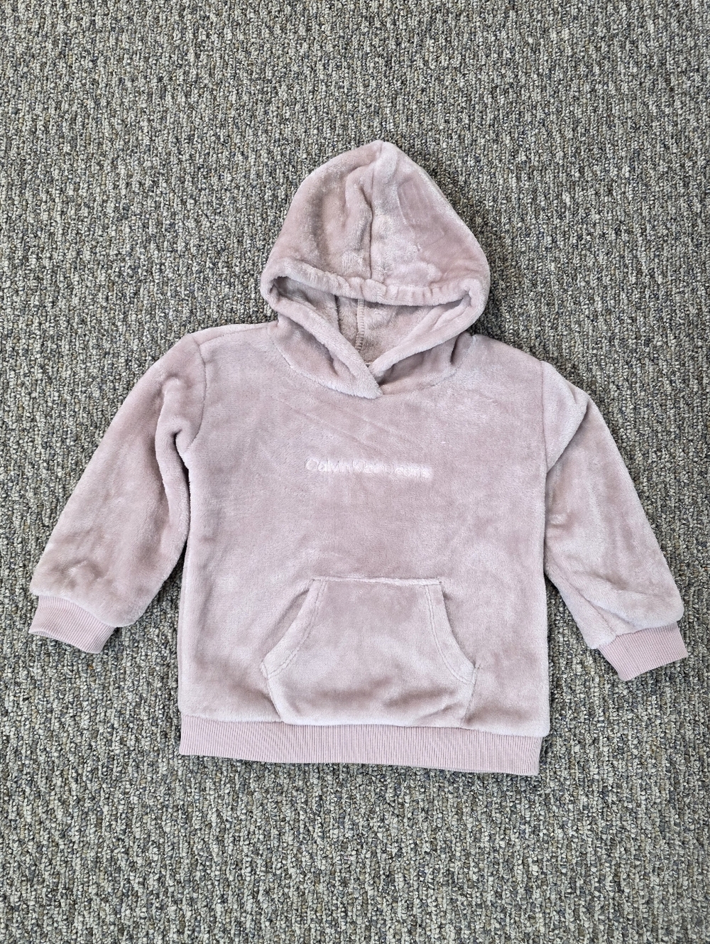 Calvin Klein Jeans Plush Hooded Sweatshirt in Light Mauve Baby Girl 24 Months